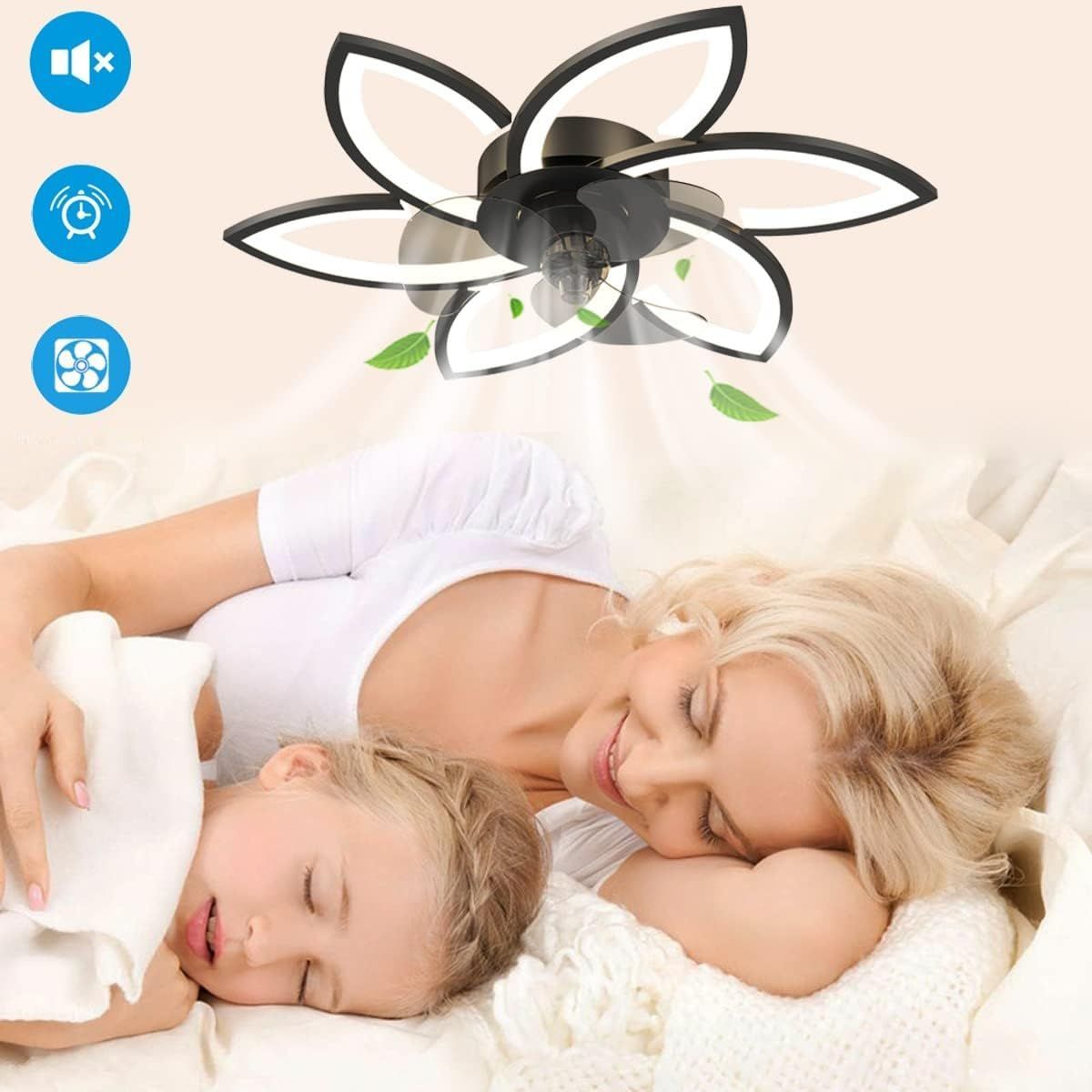 モダン 照明付き シーリングファン 静か リモコン 説明書付 空気循環 天井照明 LED 和室 寝室 リモコンタイマー付き 省エネ 節電 花の形のデザインファン タイマー機能 ファン正逆回転 DCモーター天井扇 シーリングライト 調色 調光 風量調