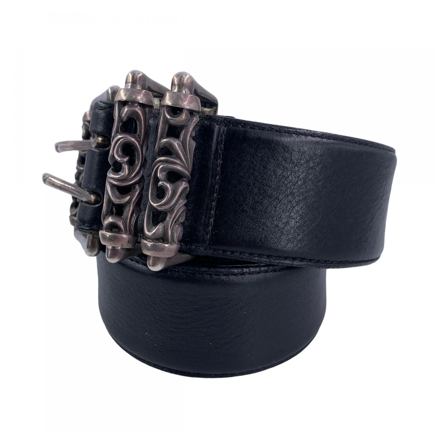 クロムハーツ BLT ROLLER2/ダブルピンスクロール レザーベルト メンズ 32