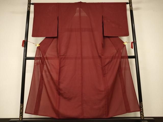 平和屋着物＊夏物 無地絵羽訪問着 縦絽 楓芝紋紗 海老茶色 正絹 AABA2885jd