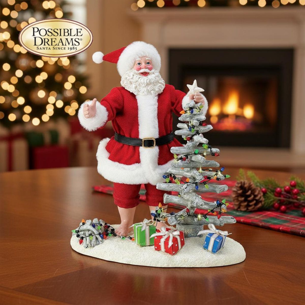 クリスマスツリー装飾とサンタフィギュア Driftwood Masterpiece 26.5cm | サンタ サンタクロース 人形 置物