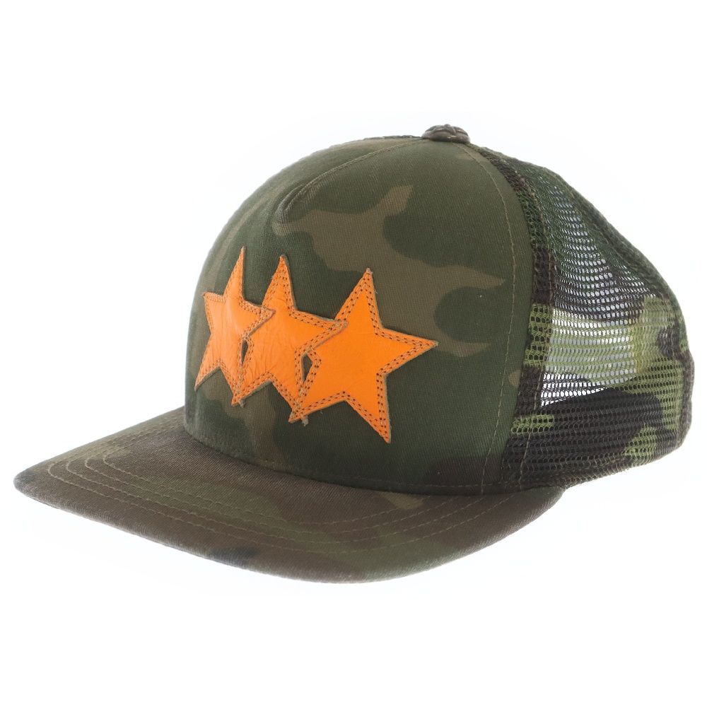 CHROME HEARTS (クロムハーツ) 3STAR TRUCKER CAP スターレザーパッチ スターボール付 カモフラ メッシュ トラッカー キャップ ベースボールキャップ 帽子 カーキ - メルカリ