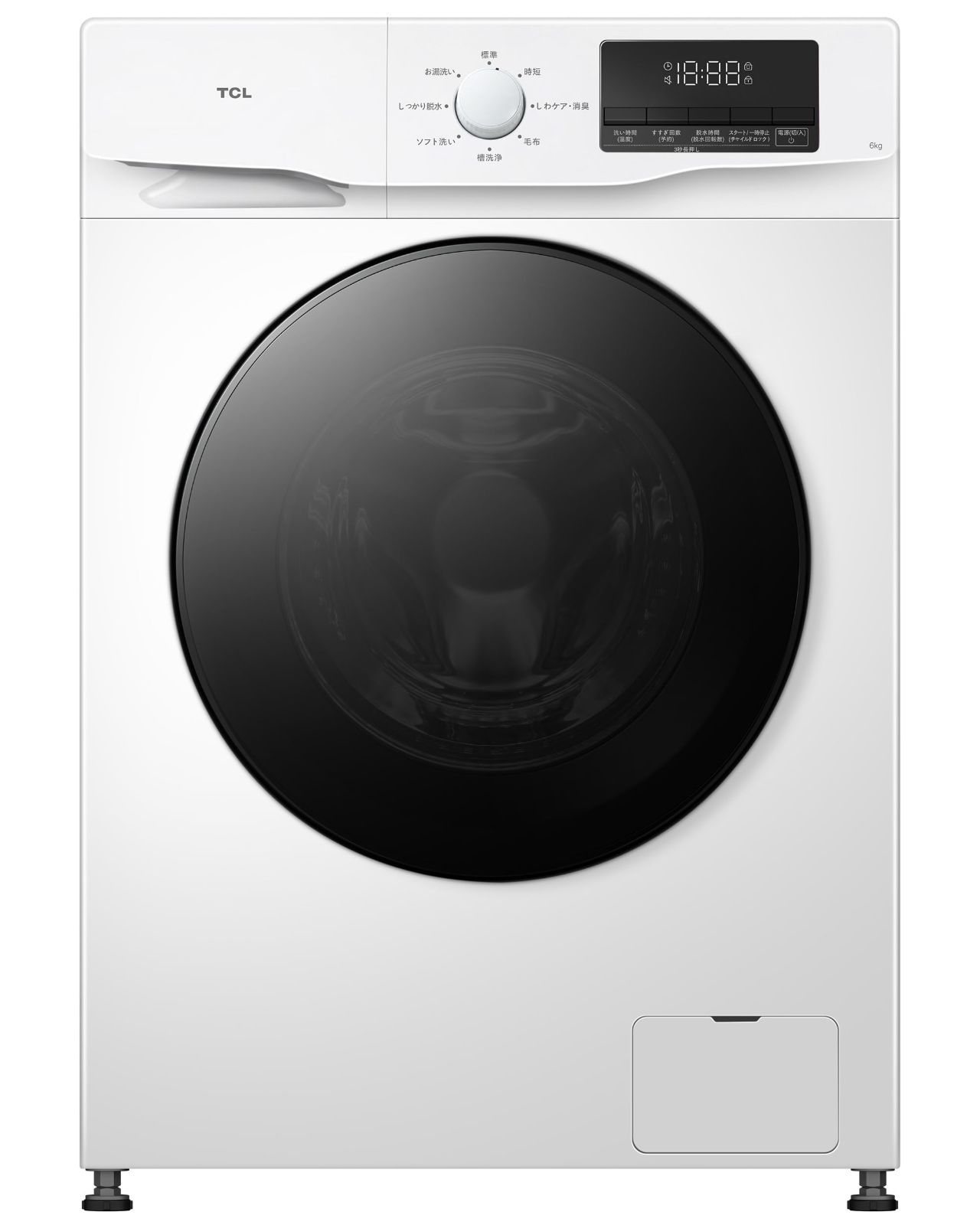 節水型 洗濯6㎏ 左開き スチームウォシュ 超薄型 消臭 シワ伸ばし 節水型 幅60㎝ 最短15分洗濯 部屋干しモード 時短モード 奥行48㎝ お湯洗いモード 新生活 一人暮らし ドラム式洗濯機 省スペース コンパクト 超薄型 TCL ホワイト CWD60AW