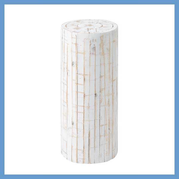 天然木 パイン の丸太型グリーンベース 鉢置き台 約φ25×H53cm No.927 ホワイト