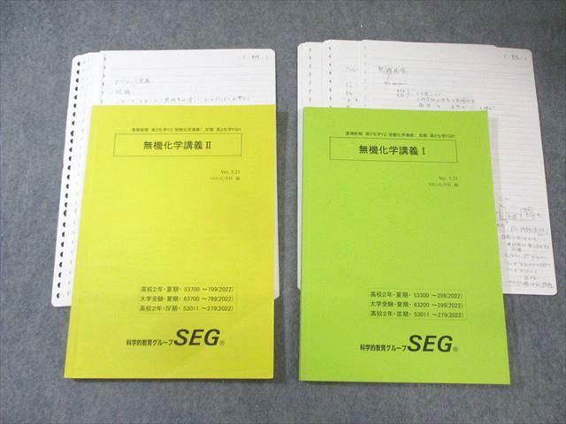 SEG (科学的教育グループ) 高2 無機化学講義I/II 2022 春期 計2冊 麓佳文/阿部太郎 023S0D SEG (科学的教育グループ) 高2 無機化学講義I/II 2022 春期 計2