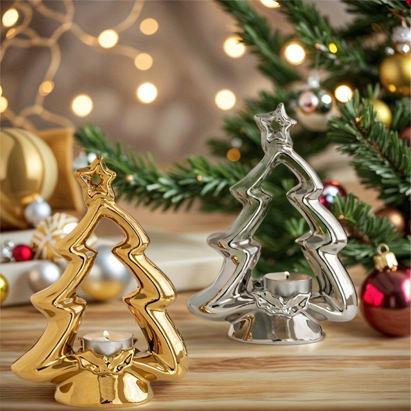 キャンドルホルダー キャンドルスタンド クリスマスツリー型 シルバー