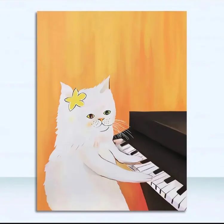 ピアノ ネコ 猫好き レトロ アートポスター インテリア雑貨 小物