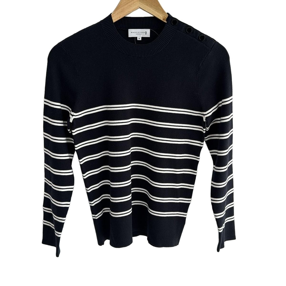MACKINTOSH LONDON マッキントッシュロンドン 長袖 タートルネック セーター 38 ネイビー 三陽商会 レディース 古着 中古 Precious掲載】クリアニットリブタートル(トップス)｜MACKINTOSH