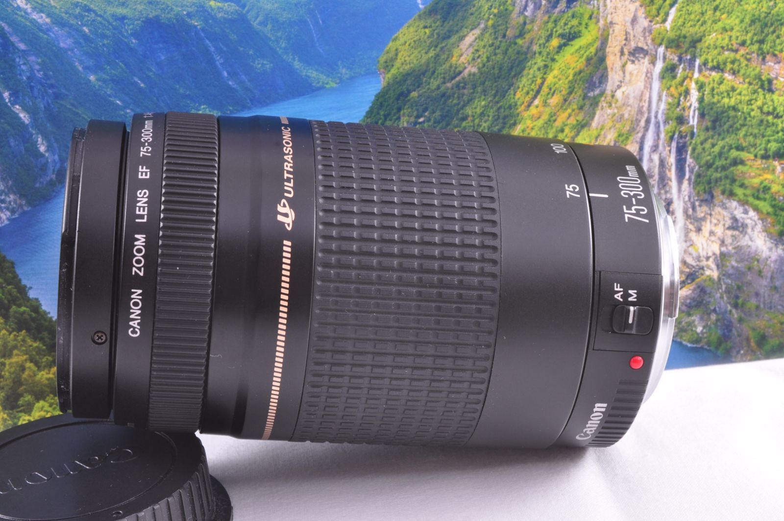 Canon EF 75-300mm F4-5.6 望遠ズームレンズ フード付 キャップ付 女性