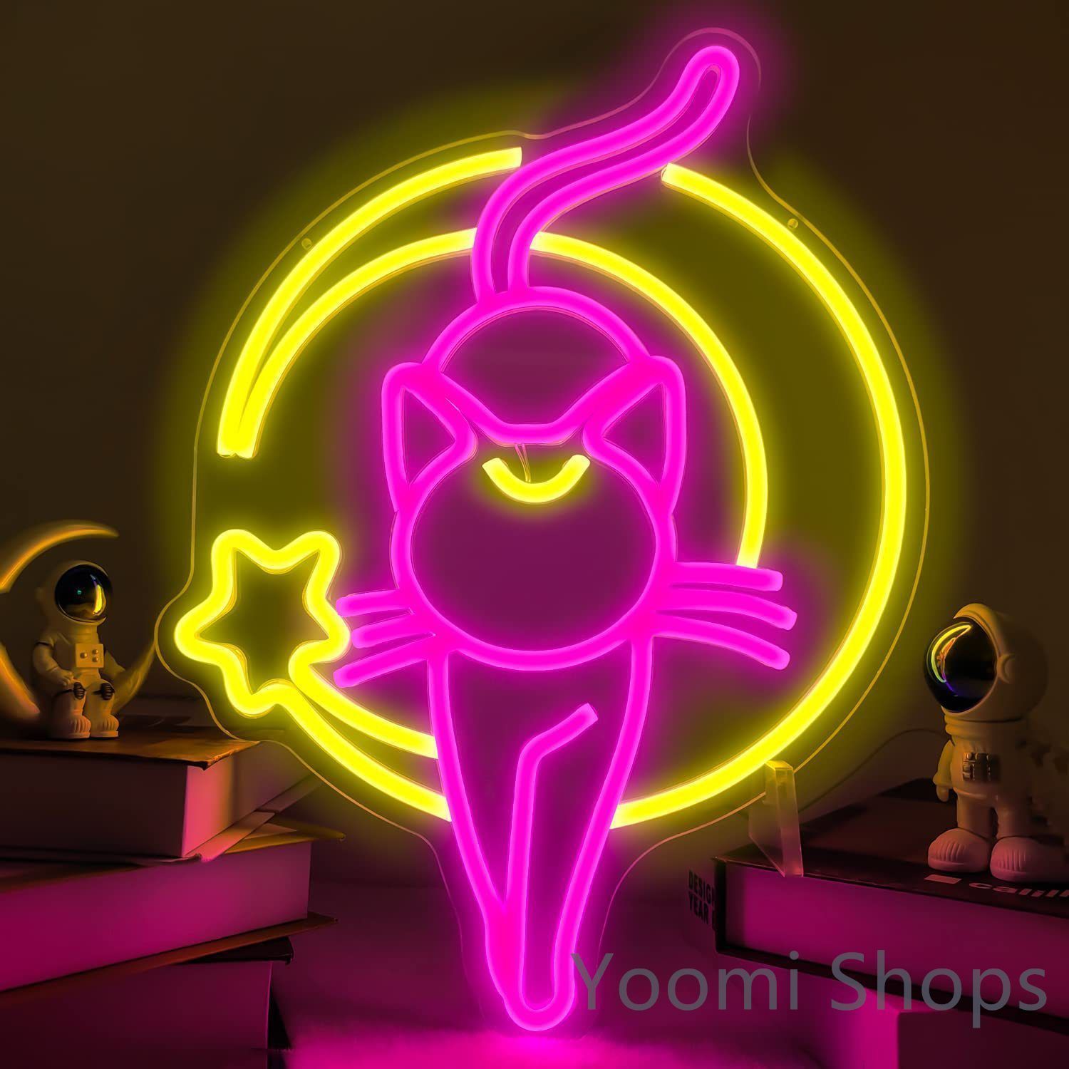 【新品】ネオンサイン壁掛けネオンイト 月 猫 発光サインネオン管壁装飾 おしゃれ LED ネオン看板 部屋 インテリア バー カフェ 車 屋内 販売店 趣味 照明gut29
