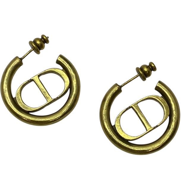 【美品】DIOR 30モンテーニュ フープ ピアス ギフトにも♪【Dior】《30 MONTAIGNE》CDロゴ フープピアス