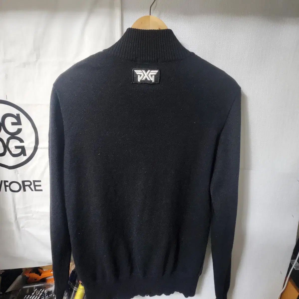 PXG ストライプ ニット ジップアップ ブラック L