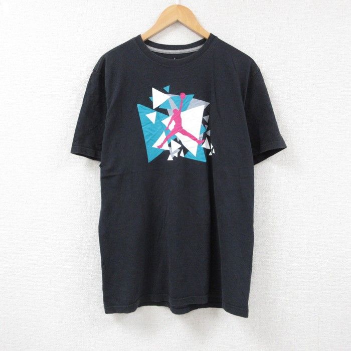L/古着 半袖 Tシャツ メンズ エアジョーダン マイケルジョーダン クルーネック 黒 ブラック 23aug18 中古