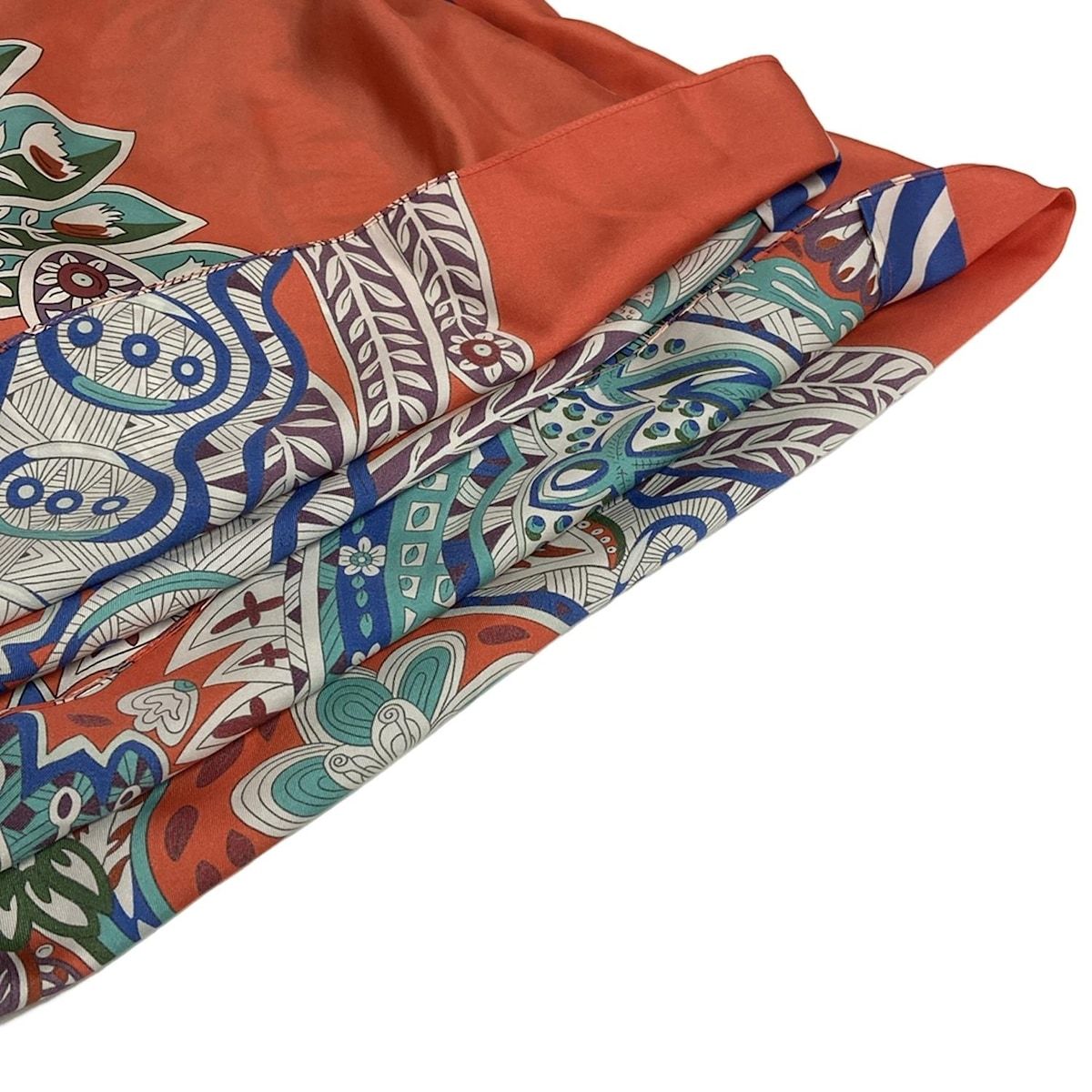  HERMES エルメス 半袖カットソー サイズ34 S レディース ピンク×ブルー×マルチ シルク 半袖(Tシャツ) Tシャツ カットソー