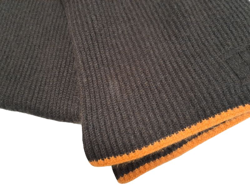 希少エルメス カシミア100%ブラウンオレンジ Hロゴ ニットマフラー エルメスカシミヤマフラー ブラウン×オレンジ