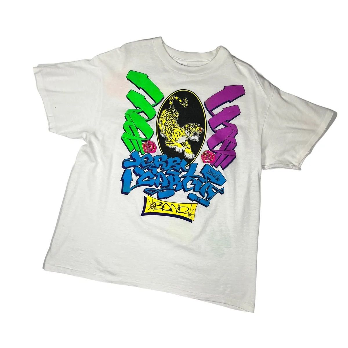 ジェリー ガルシア JERRY GARCIA ７分袖 ベースボール Ｔシャツ ユースＬ ＵＳＡ製 アメリカ製 グレイトフルデッド デッドヘッズ バンド VINTAGE ヴィンテージ 90s JERRY GARCIA ジェリー ガルシア 両面