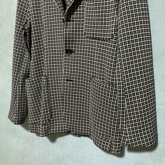 CABaN キャバン 20/SS コットンポリエステル ジャージー ストレッチ 3B テーラードジャケット size.L ブラウン チェック