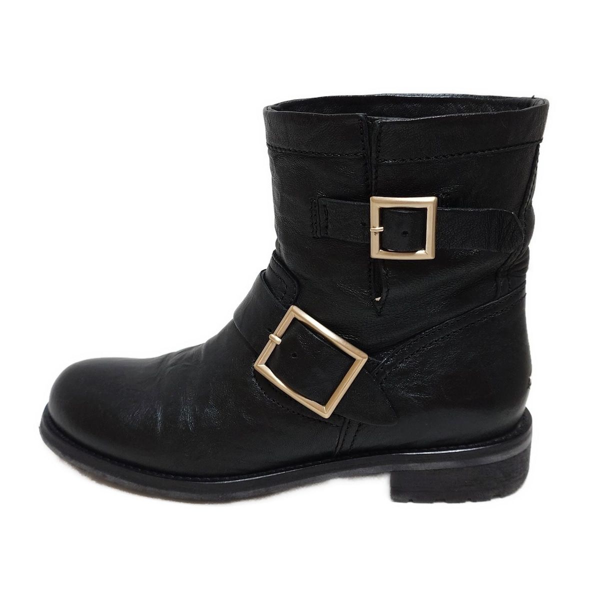 JIMMY CHOO ジミーチュウ ショートブーツ 36 1|2 レディース - 黒 レザー