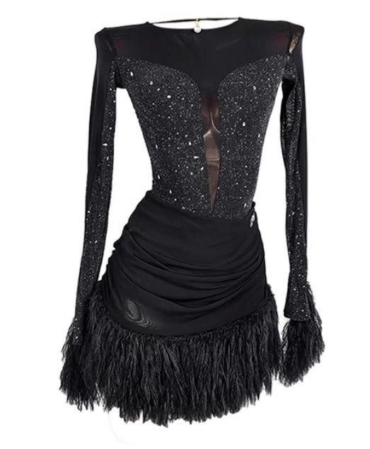 ラテンドレス ラテンワンピース ダンス衣装 ブラック オーダーメイド