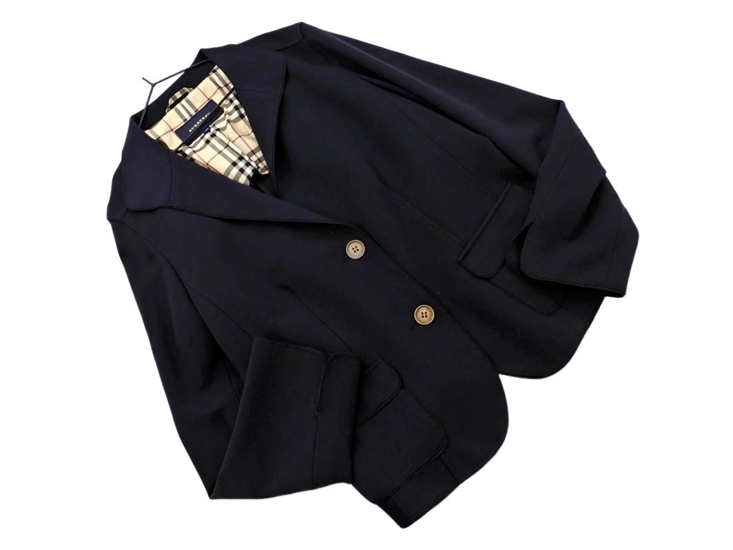 【美品】大きいサイズ バーバリー テーラードジャケット ウール サイズ44 バーバリー ブラックレーベルBURBERRY BLACK LABEL ウールピン
