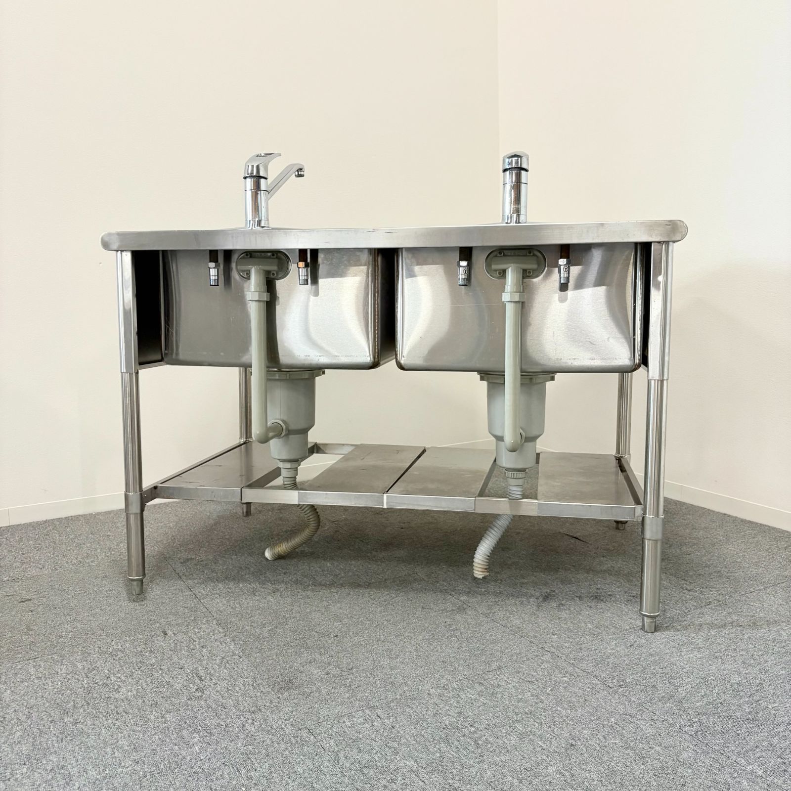 2槽シンク|幅1200mm×奥行750mm×高さ800mm|業務用|厨房機器|流し台|混合水栓|1494