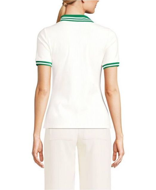 売れ筋商品|||ランズエンド カットソー トップス レディース Women's Wide Rib Polo Shirt Black/ivory Women's Wide Rib Polo Shirt | Lands' End