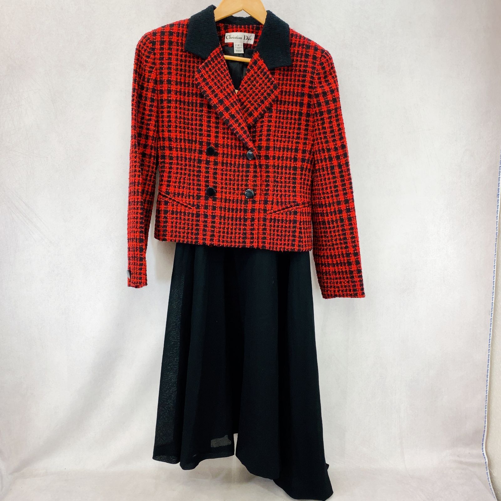 クリスチャンディオール ノーカラージャケット ミックスツイード ヴィンテージ Christian Dior - クリスチャンディオール ノーカラージャケット