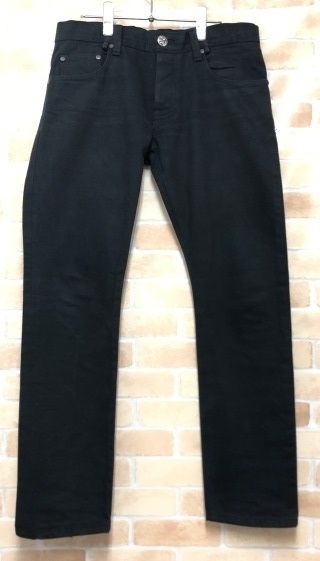 世界有名な 中古】 CHROME 2214-304 32 ブラックデニム クロムハーツ HEARTS パンツ