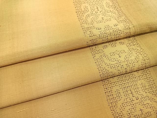 平和屋着物○結城紬 奥順 はたおり娘 80亀甲 飛び亀甲 更紗花唐草間道  