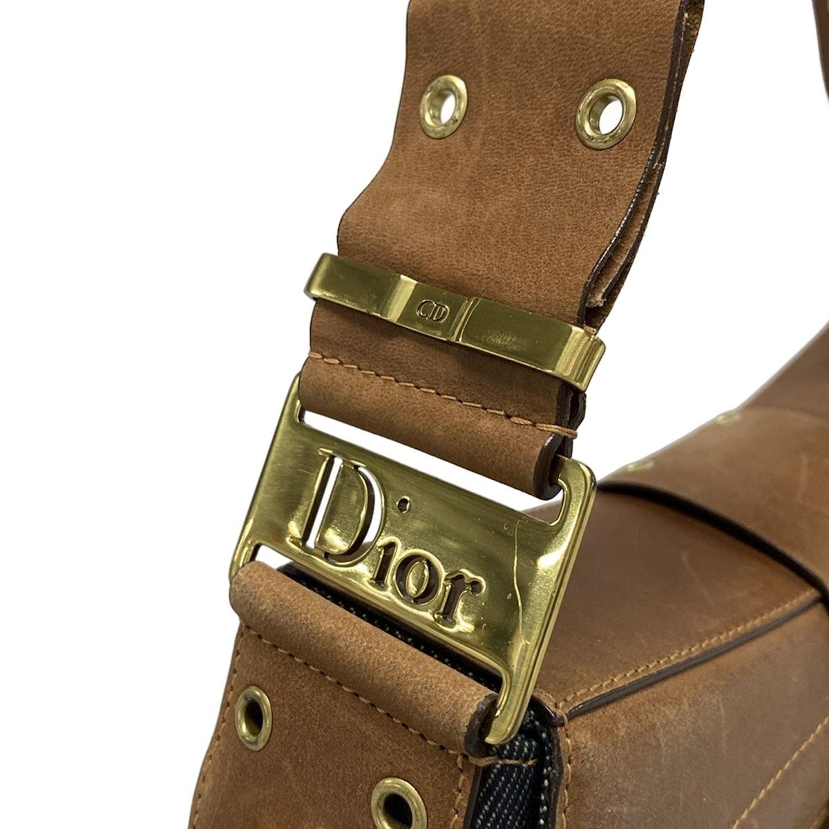 Dior ブラウンレザーショルダーバッグ クリスチャンディオール Christian Dior レザー サドルバッグ