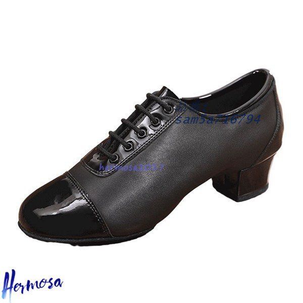 社交ダンス モダンメンズ ラテン クラシカル フェルトソール レザー ブロックヒール 柔らかい 踊り 履きやすい 防滑 am5a716794