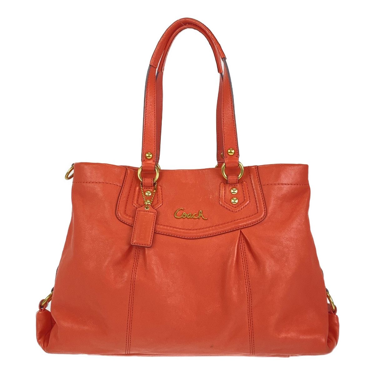 【美品】 COACH コーチ レザー オレンジ 2WAYバッグ Coach オレンジ レザー 2weyショルダーバッグ F19243