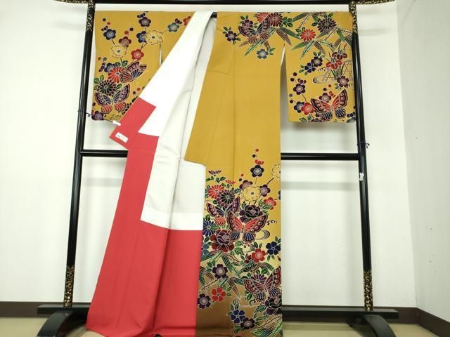 平和屋着物○訪問着 紅型 舞蝶吉祥花文 暈し染め やまと誂製 正絹 逸品