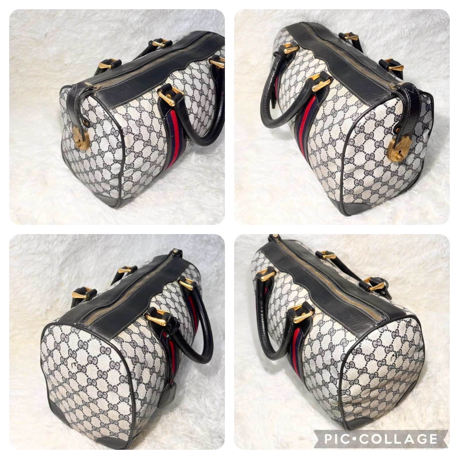 鍵付き レア】GUCCI グッチ ボストンバック シェリーライン GG 大容量 