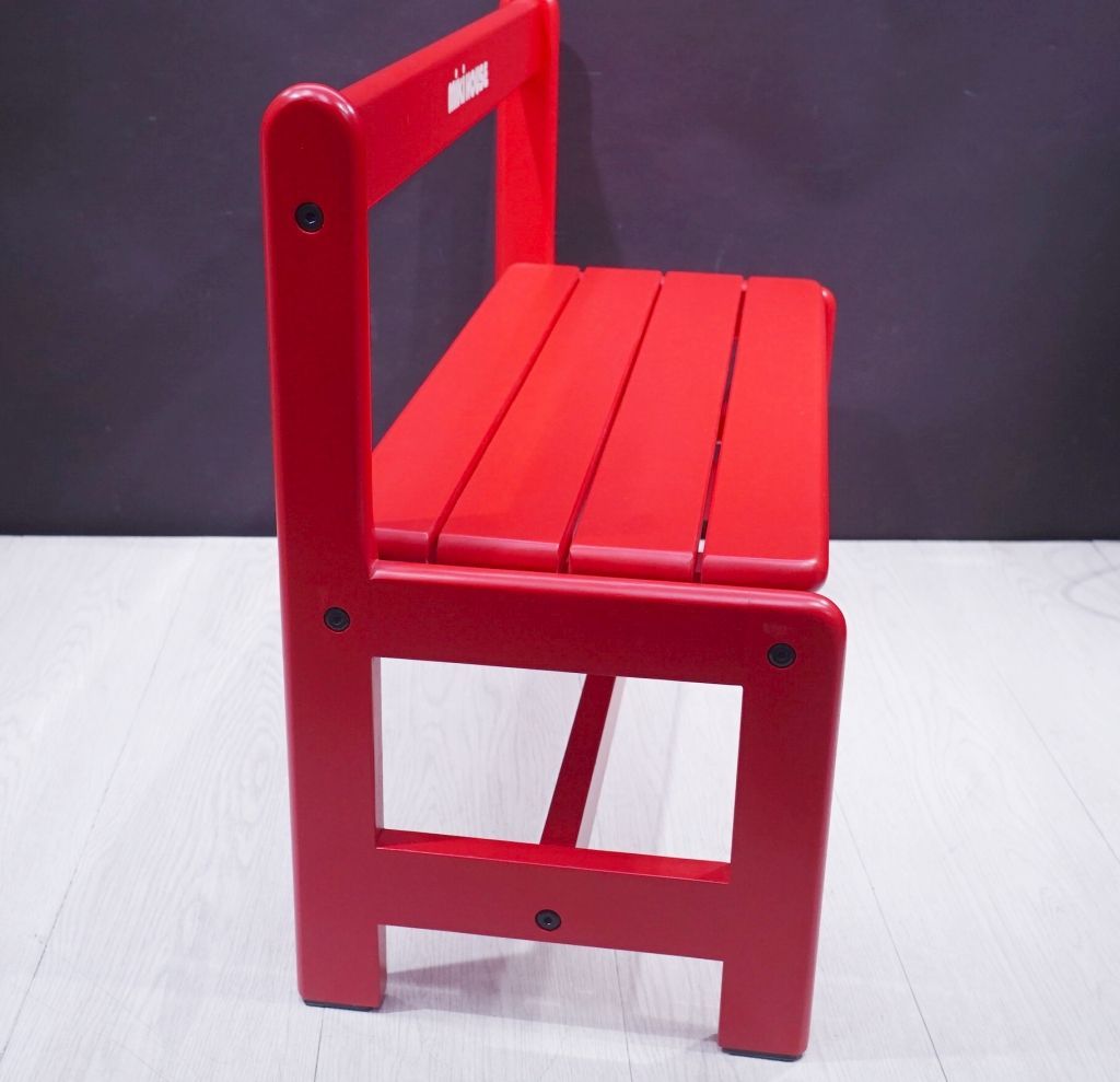美品 ミキハウス 子供用 ベンチ 赤 二人掛け 非買品 希少（5446）