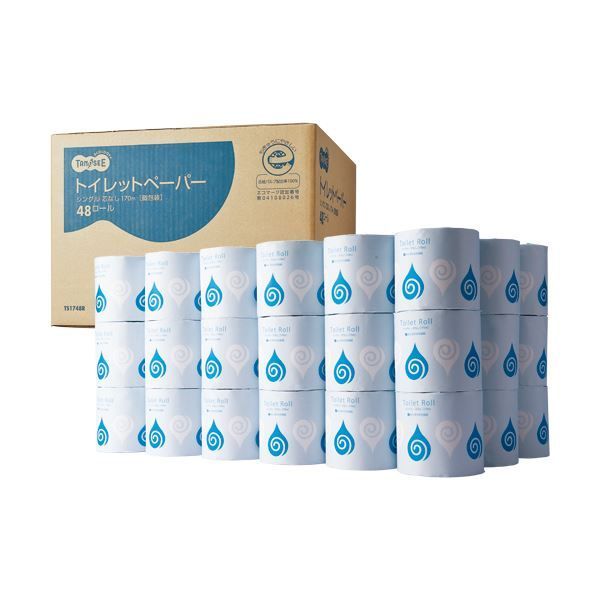 TANOSEE トイレットペーパー個包装 シングル 芯なし 170m 1ケース 48ロール