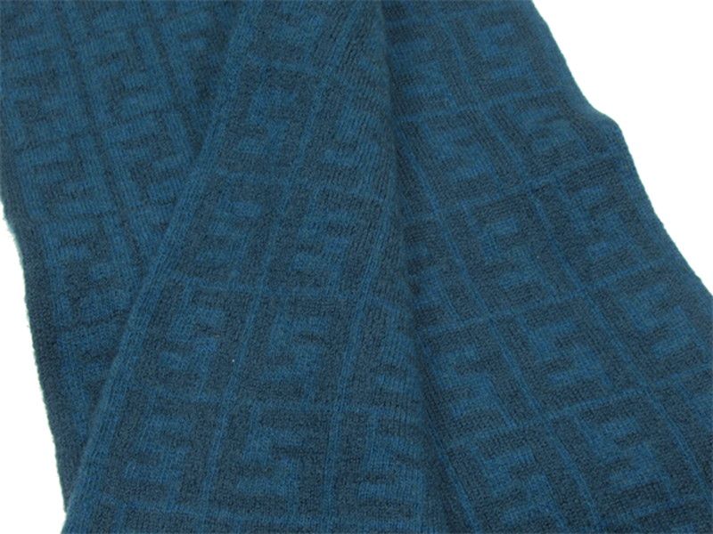 フェンディ FENDI マフラー ズッカ ブルー グリーン レディース