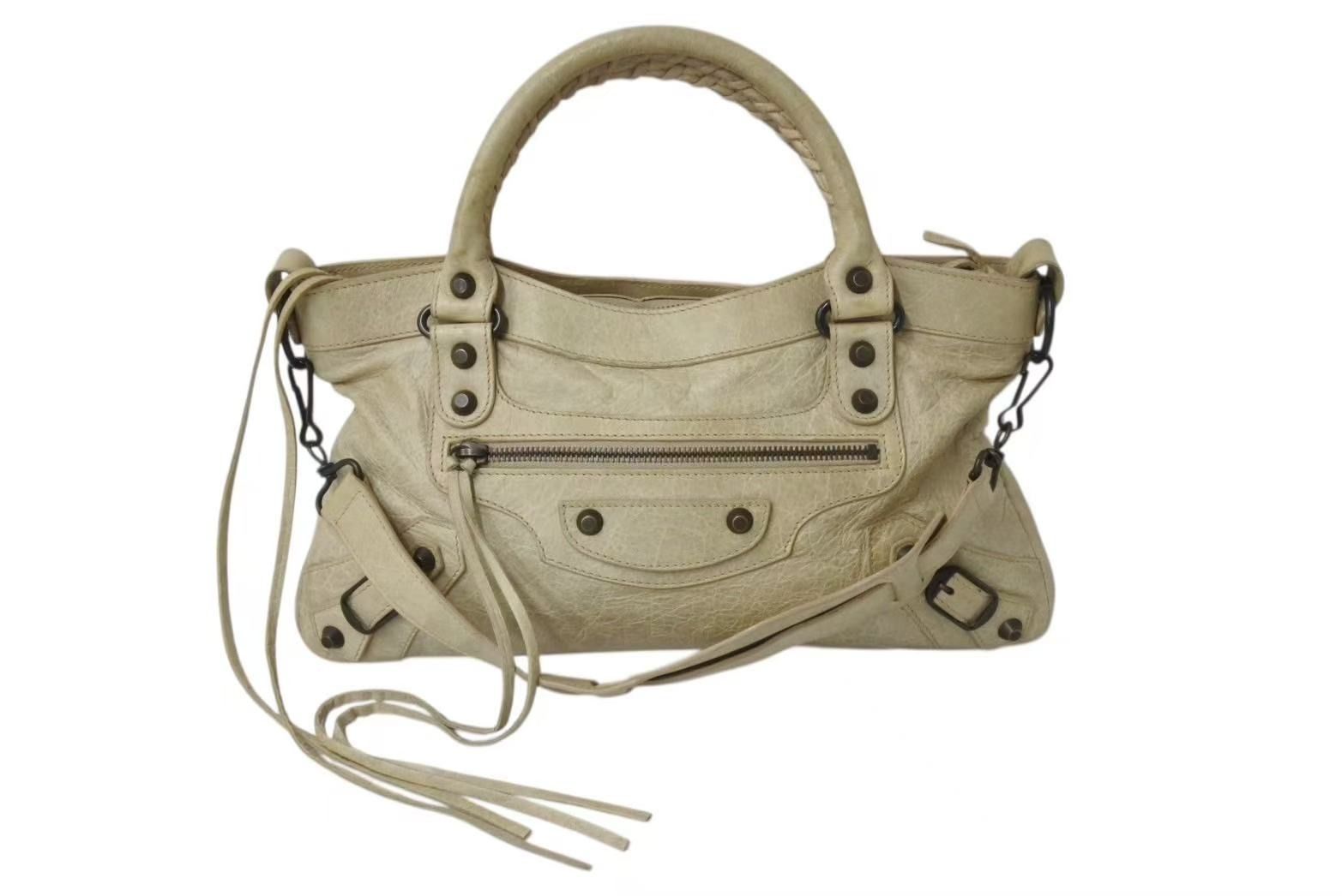 BALENCIAGA バレンシアガ ザ ファースト 2WAY ショルダーバッグ 103208 213048 アイボリー レザー ハンドバッグ 4b002641