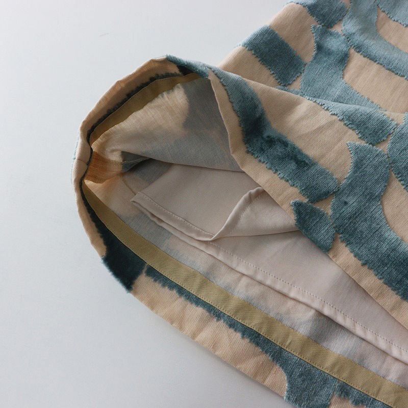 ミナペルホネン mina perhonen bird boat ワンピース 36 ピンクベージュ ベルベットジャガード ノースリーブ