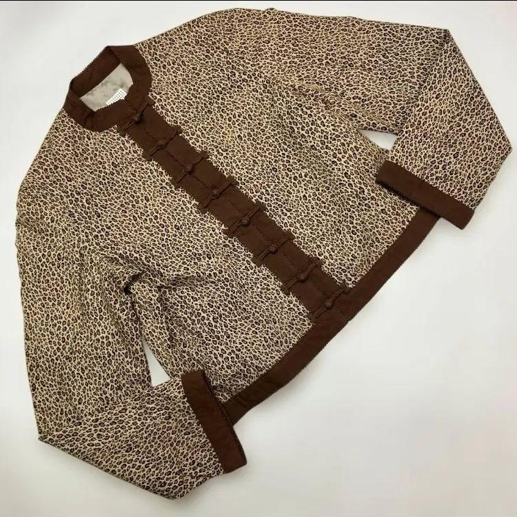 カネコイサオ ヒョウ柄 裾パッチキルティングスカート ジャケットset