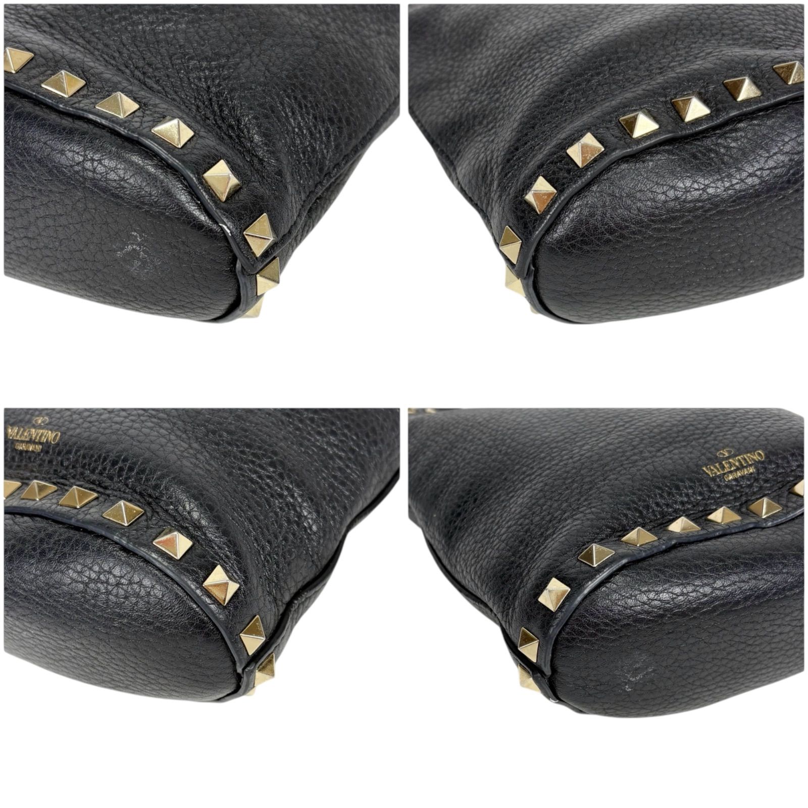 良品✨ヴァレンティノガラヴァーニ ミニボストン ハンドバッグ レザー 黒 VALENTINO GARAVANI ヴァレンティノ・ガラヴァーニ ロック