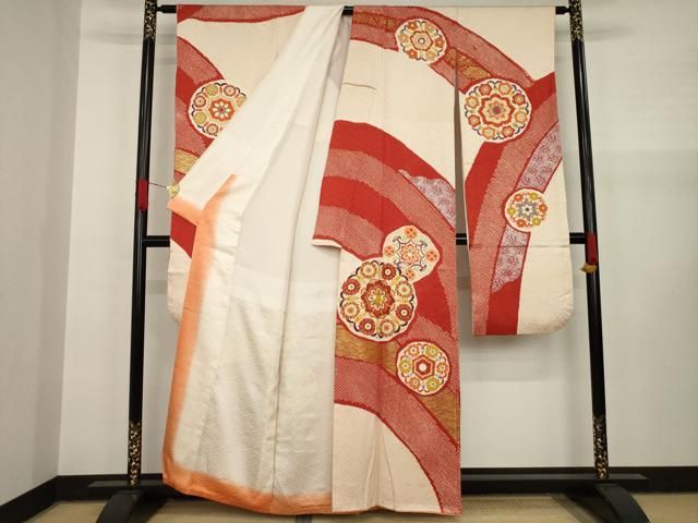 平和屋着物○豪華振袖 駒刺繍 几帳花鞠文 金彩 ロング丈 正絹