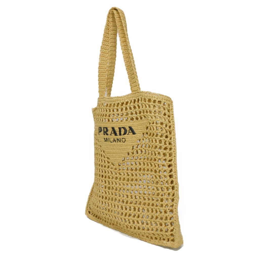 PRADA プラダ カゴ バッグ ストロー ベージュ ブラック RFID ICチップ トライアングル ロゴ ラフィア ナチュラル トートバッグ  2VG105 2A2T F0018 - メルカリ