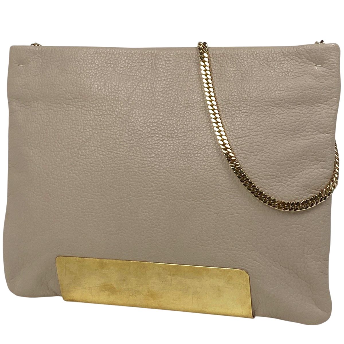 ジミーチュウ JIMMY CHOO ロゴ チェーン ショルダーバッグ 肩掛け ショルダーバッグ レザー ベージュ レディース