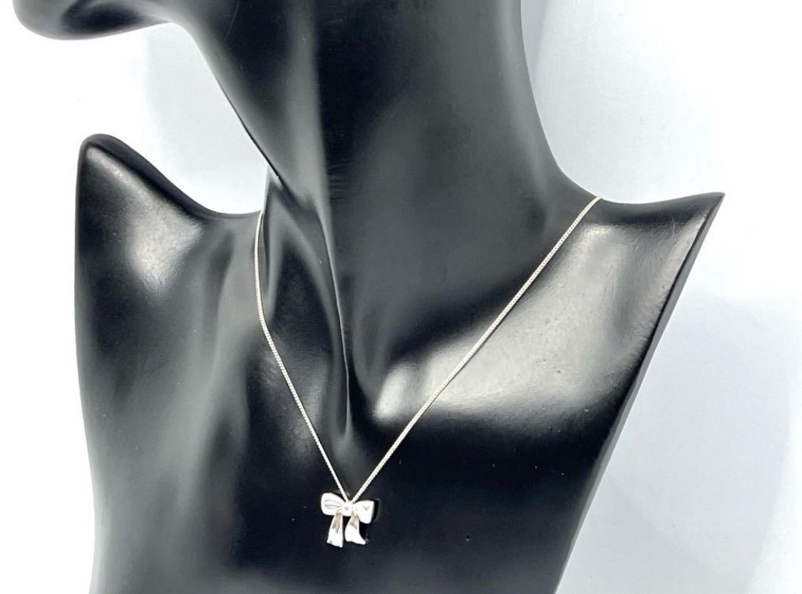a072 Tiffany&Co. ティファニー リボン ネックレス シルバー 925