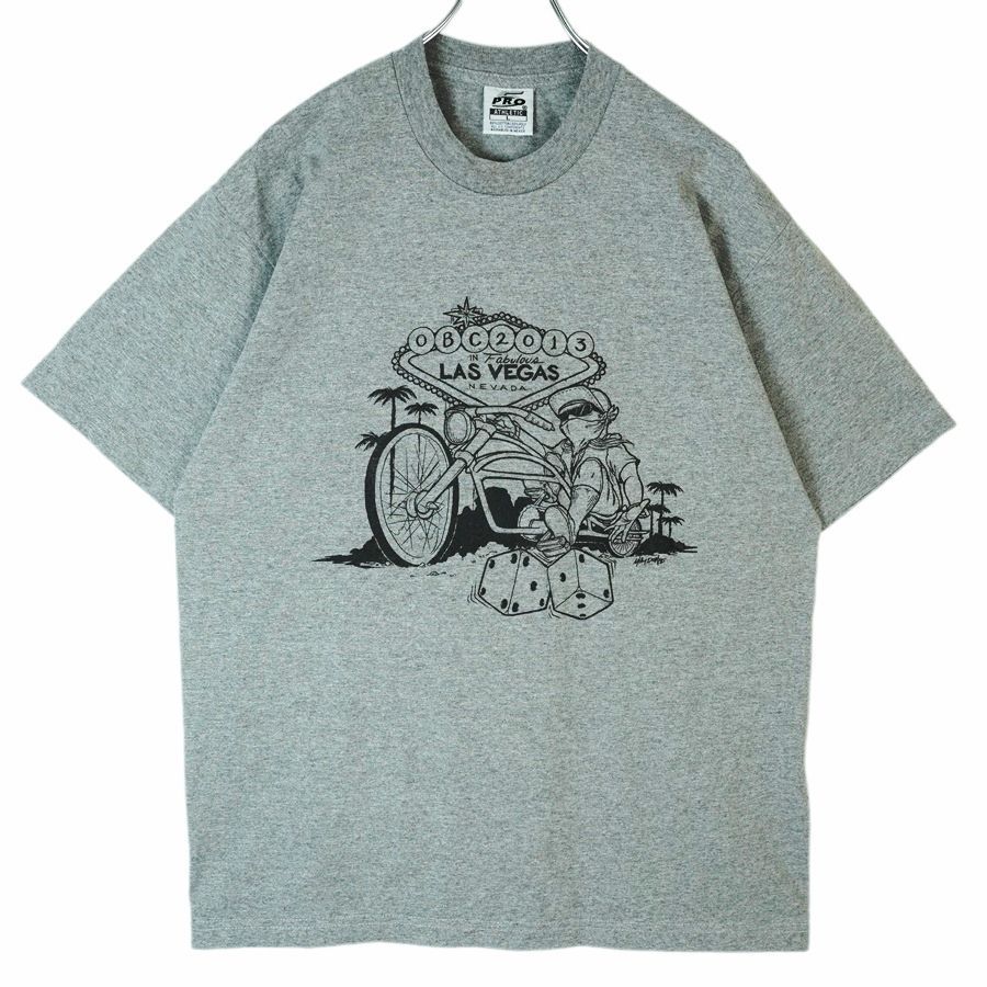 5Pro Athletic半袖TシャツサイコロダイスLas Vegasラスベガスカジノ自転車BIKEバイクモーターサイクル両面プリント杢グレー灰色ブラック黒vintageヴィンテージ40328