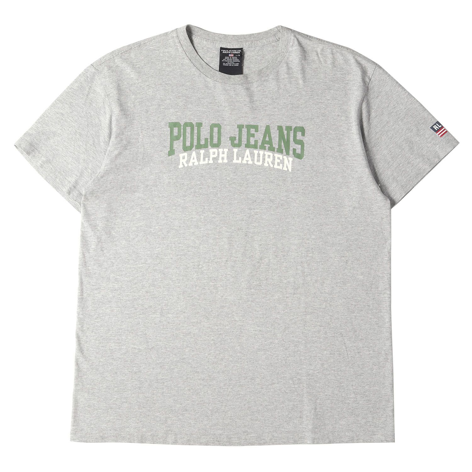 POLO JEANS CO. ポロ ジーンズ カンパニー Tシャツ サイズ:L ブランドロゴ クルーネック 半袖 Tシャツ 90s 90年代 オールドラルフローレン グレー トップス カットソー アメカジ 古着