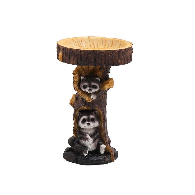 アライグマ彫刻のガーデニングオブジェ バードバス・バードフィーダー 置物 アライグマ彫刻のガーデニングオブジェ バードバス・バード