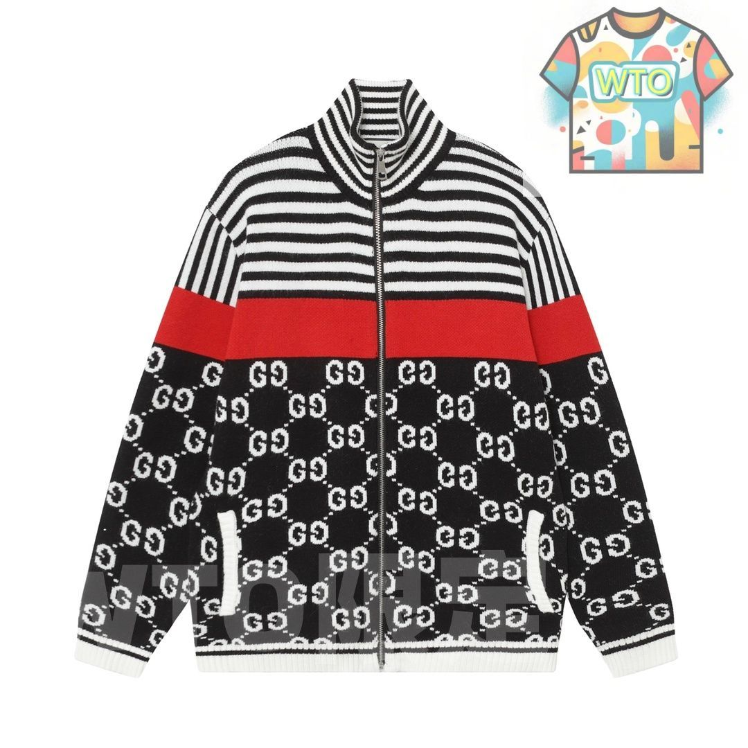 GUCCIジッブアップカーディガン GUCCI風 カラーブロック ジップアップカーディガン [本日特価