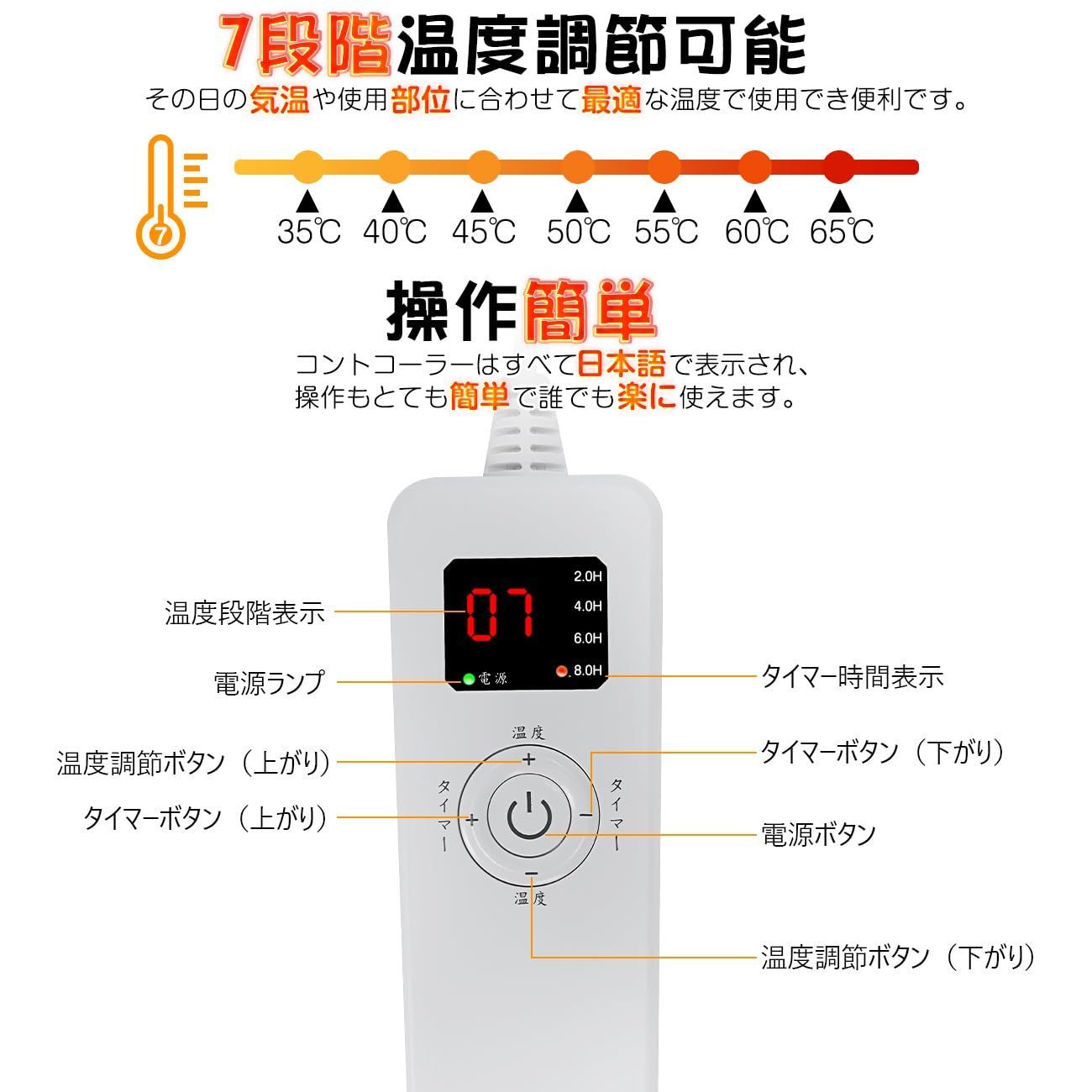 2023Codify 30秒で速暖 6in1電気足温器 4段階タイマー（2 4 6 8H