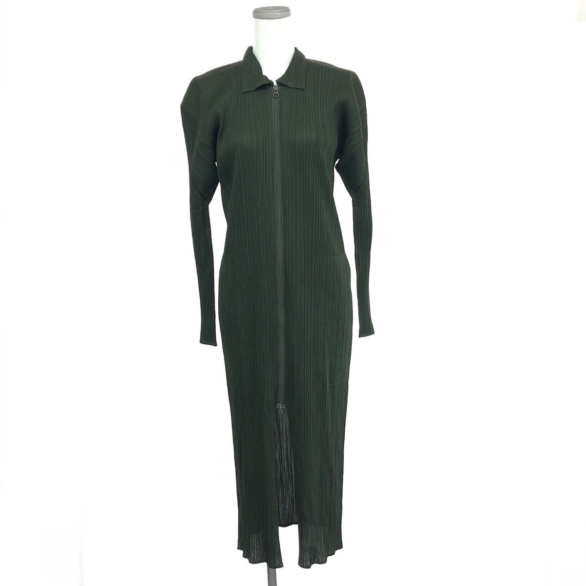 PLEATS PLEASE プリーツプリーズ ジップアップ長袖ワンピース サイズ:3